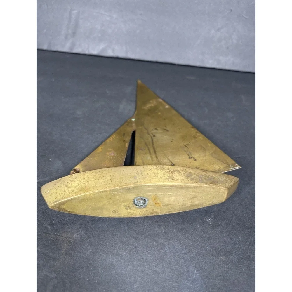Vintage Brass Sailboat Sculpture Nautical Coastal Decor MCM Style